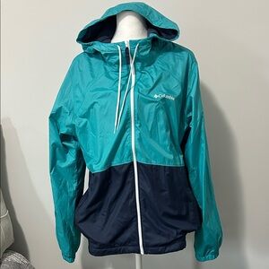 Columbia Fleece Lined Color Block (Turquoise/Navy) Hooded Jacket